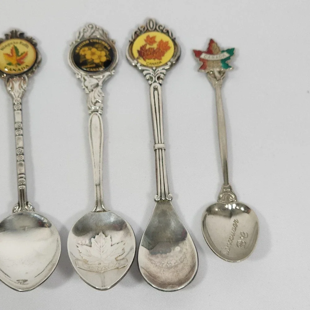 12 Souvenir Spoons Multiple City States NY NV FL Canada Custer House Dakota Terr
